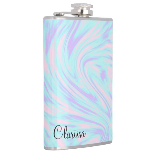 elegant kleurig roze blauw paars witte marmer heupfles (Rechts)