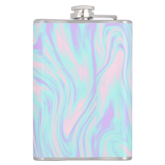 elegant kleurig roze blauw paars witte marmer heupfles (Achterkant)