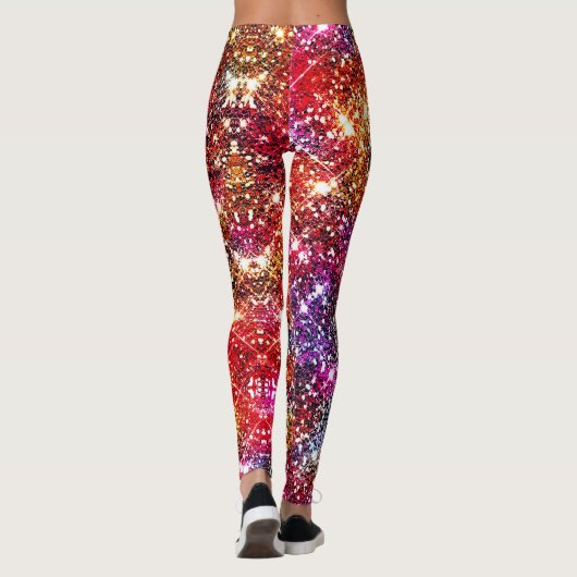 Elegant kleurige faux Glitter monogram Leggings (Achterkant)