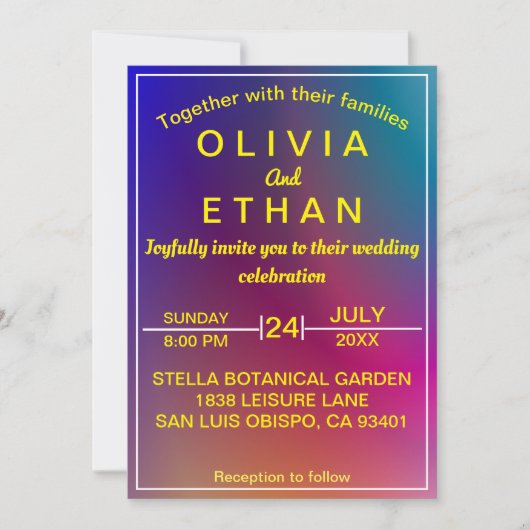 Elegant kleurige neonkleuren Weddenschap Kaart (Voorkant)