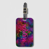 Elegant kleurige sparren rookmonogram bagagelabel (Voorkant (verticaal))