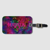 Elegant kleurige sparren rookmonogram bagagelabel (Voorkant (horizontaal))