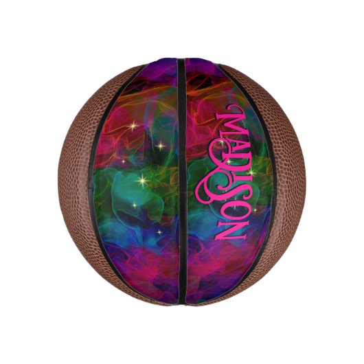 Elegant kleurige sparren rookmonogram basketbal (Verticaal)