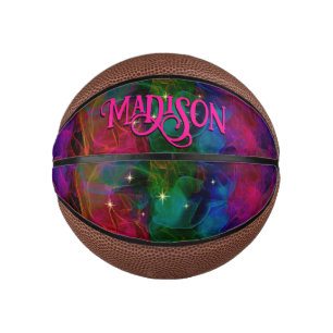 Elegant kleurige sparren rookmonogram basketbal
