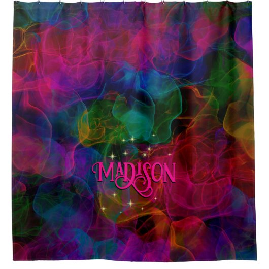Elegant kleurige sparren rookmonogram douchegordijn (Voorkant)