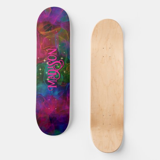 Elegant kleurige sparren rookmonogram persoonlijk skateboard (Voorkant)