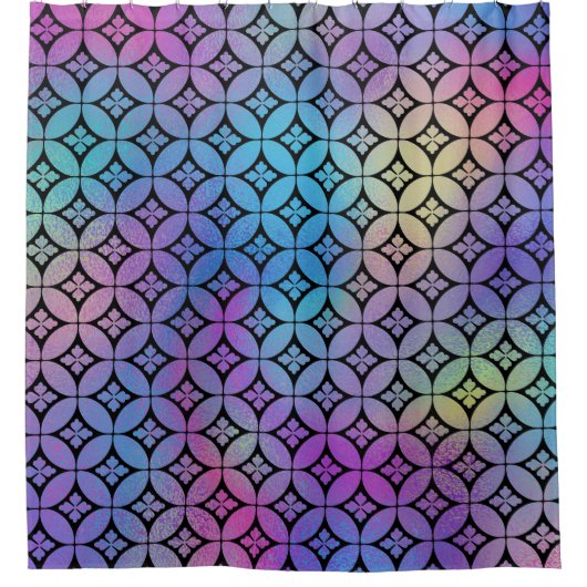 Elegant Kleurrijk Abstract Bloemencirkels Patroon Douchegordijn (Voorkant)