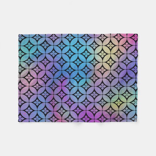 Elegant Kleurrijk Abstract Bloemencirkels Patroon Fleece Deken (Voorkant (Horizontaal))