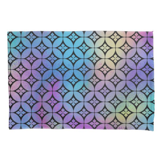 Elegant Kleurrijk Abstract Bloemencirkels Patroon Kussensloop (Voorkant-Links)