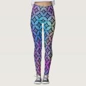 Elegant Kleurrijk Abstract Bloemencirkels Patroon Leggings (Voorkant)