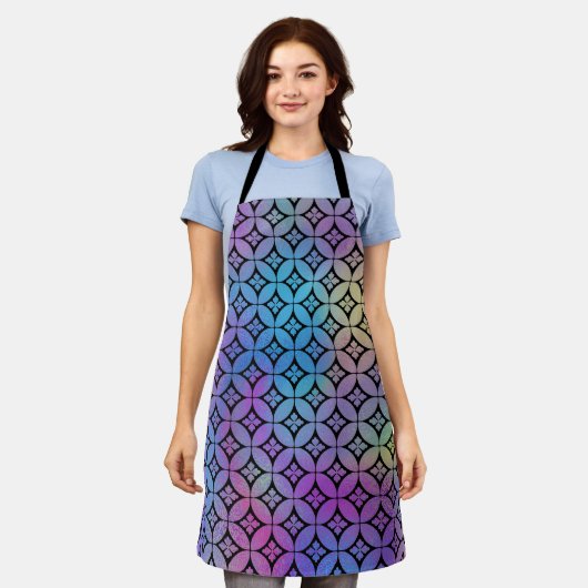 Elegant Kleurrijk Abstract Bloemencirkels Patroon Schort (Gedragen)