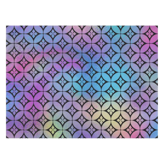 Elegant Kleurrijk Abstract Bloemencirkels Patroon Tafelkleed (Voorkant (Horizontaal))