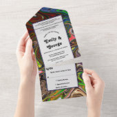 Elegant kleurrijk Abstract schilderen Modern Weddi All In One Uitnodiging (Afscheurbaar)