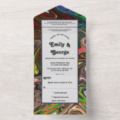 Elegant kleurrijk Abstract schilderen Modern Weddi All In One Uitnodiging (Binnen)