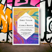 Elegant kleurrijk Abstract schilderen Modern Weddi Kaart