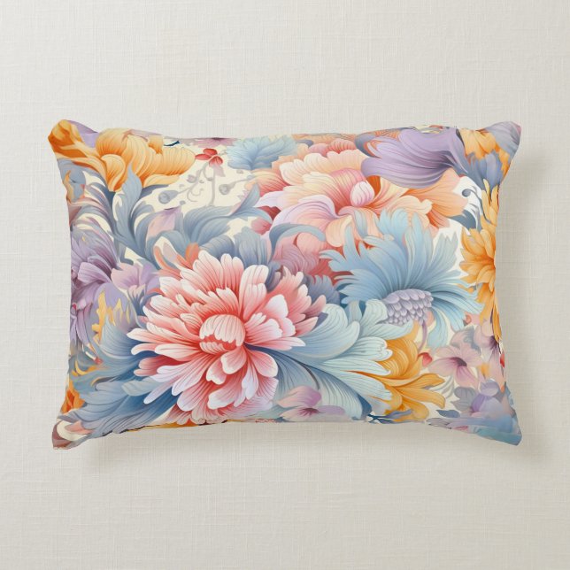 Elegant kleurrijk bloemenpatroon Japan Art Accent Kussen (Voorkant)