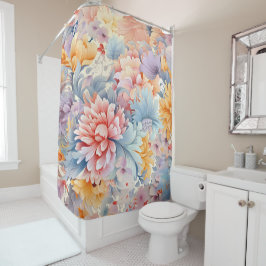 Elegant kleurrijk bloemenpatroon Japan Art Douchegordijn