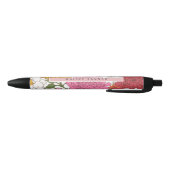 Elegant Kleurrijk Bloempatroon Naam  Zwarte Inkt Pen (Bodem)