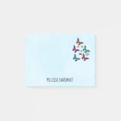 Elegant kleurrijk Butterflies Patroon op blauw Post-it® Notes (Voorkant)