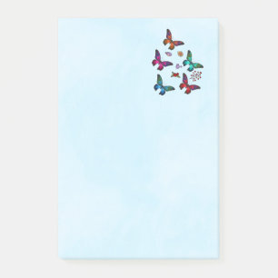 Elegant kleurrijk Butterflies Patroon op blauw Post-it® Notes