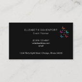 Elegant kleurrijk Butterflies Patroon op zwart Visitekaartje (Achterkant)