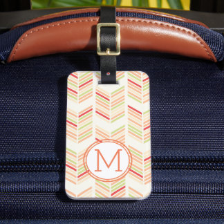 Elegant Kleurrijk Chevron Patroon Met Monogram Bagagelabel