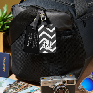 Elegant Kleurrijk Chevron Patroon Met Monogram Bagagelabel