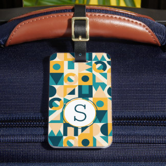 Elegant Kleurrijk Chevron Patroon Met Monogram Bagagelabel