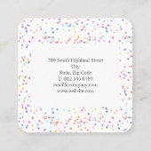 Elegant Kleurrijk Confetti Script Square Vierkante Visitekaartje (Achterkant)