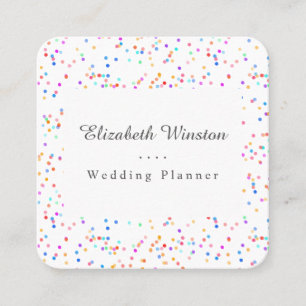 Elegant Kleurrijk Confetti Script Vierkant Vierkante Visitekaartje