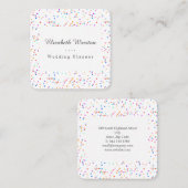 Elegant Kleurrijk Confetti Script Vierkant Vierkante Visitekaartje (Voorkant / Achterkant)