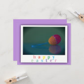 Elegant Kleurrijk Gelukkig Paashaken Ambacht Ei Kaart (Voorkant / Achterkant in situ)