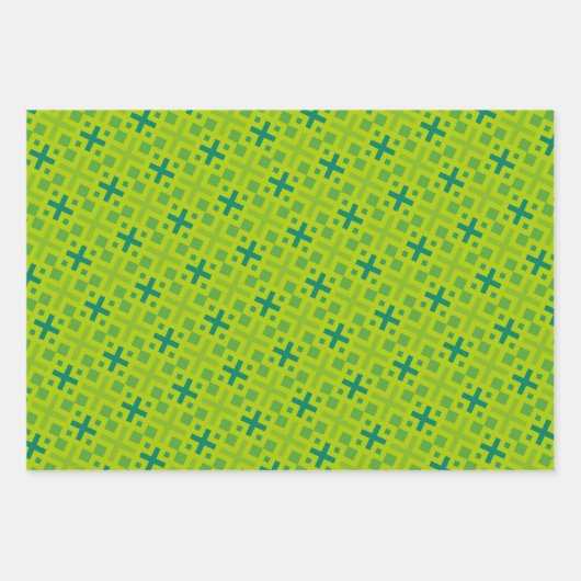 Elegant Kleurrijk Geometrisch Kruis Rechthoek Patr Inpakpapier Vel (Voorkant 3)