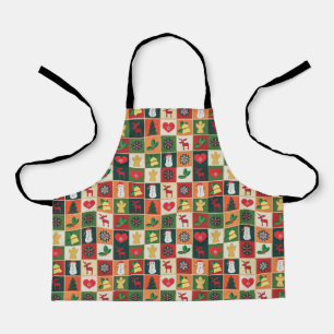 Elegant kleurrijk kerstpatroon   Apron Schort