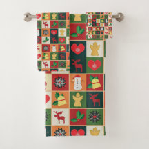 Elegant kleurrijk kerstpatroon | Bath Towel