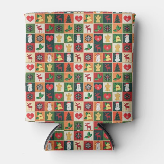 Elegant kleurrijk kerstpatroon | KOELBOX Blikjeskoeler (Voorkant)
