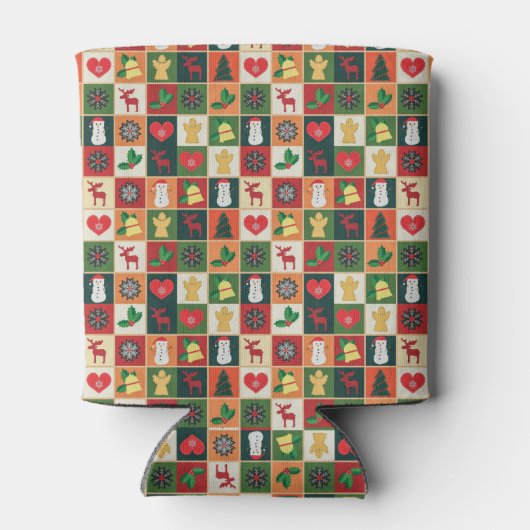 Elegant kleurrijk kerstpatroon | KOELBOX Blikjeskoeler (Achterkant)
