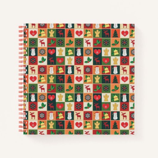Elegant kleurrijk kerstpatroon | NOTITIEBOEK (Voorkant)