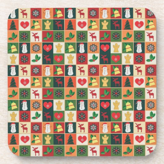 Elegant kleurrijk kerstpatroon | ONDERZETTER (Voorkant)