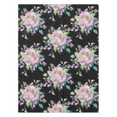 Elegant kleurrijk koraal roze bloemen Floral zwart Tafelkleed (Voorkant)