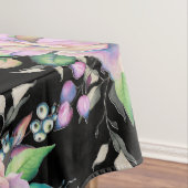 Elegant kleurrijk koraal roze bloemen Floral zwart Tafelkleed (Voorbeeld)