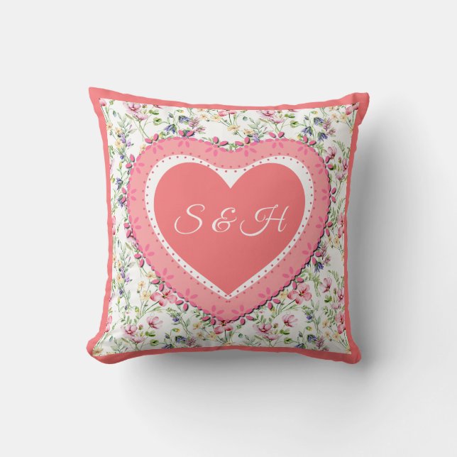 Elegant Kleurrijk Lente Bloemen Waterverf Patroon Kussen (Voorkant)