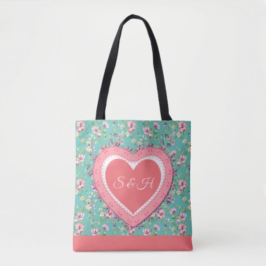 Elegant Kleurrijk Lente Bloemen Waterverf Patroon Tote Bag (Voorkant)