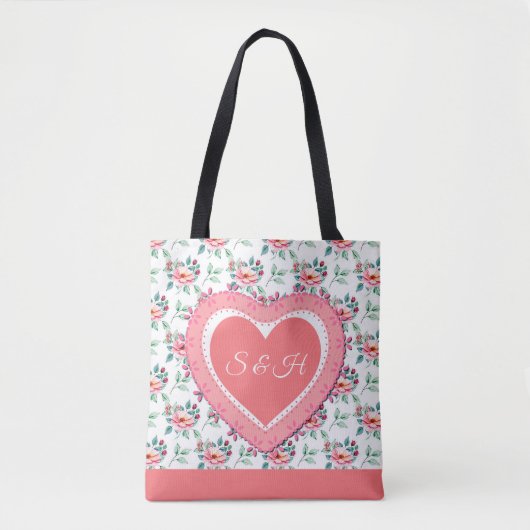Elegant Kleurrijk Lente Bloemen Waterverf Patroon Tote Bag (Voorkant)