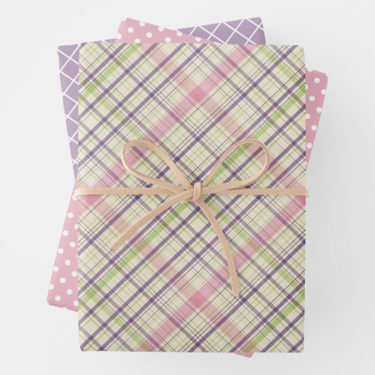 Elegant Kleurrijk Licht Retro Tartan Schotse Ruitp Inpakpapier Vel (In situ)