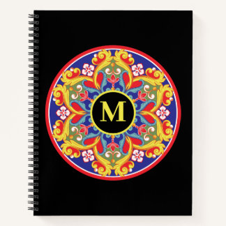 Elegant Kleurrijk Mandala Monogram Terug naar Scho Notitieboek