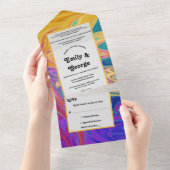 Elegant kleurrijk naadloos Abstract modern huwelij All In One Uitnodiging (Afscheurbaar)