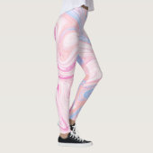 Elegant kleurrijk pastelroze blauw oranje marmer leggings (Rechts)