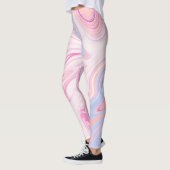 Elegant kleurrijk pastelroze blauw oranje marmer leggings (Links)
