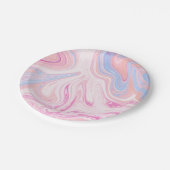 Elegant kleurrijk pastelroze blauw oranje marmer papieren bordje (Gekanteld)